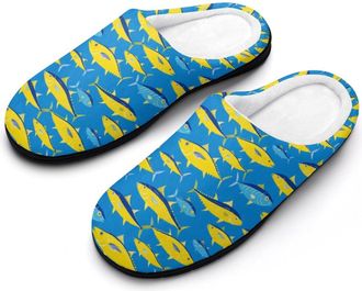 Generic Yellowfin Tuna Fishes Mens Slippers Memory Foam Winter Warm Sandals Slip On House Shoes Size 7-14
