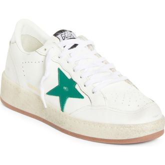Golden Goose Ball Star 2 Low Top Sneaker in White/Green/Silver at Nordstrom, Size 12Us