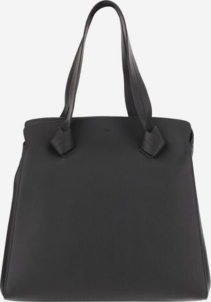 Jil Sander Womens Calfskin Knot Tote Bag Black Shoulder