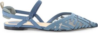 Fendi Kitten Rete Ric.ff - Dames - Ballerinas - Blauw - 37 1/2 EU - Leer - Schoenen