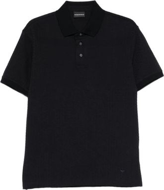 Emporio Armani US Exclusive jacquard jersey polo shirt - Heren - Polos - Blauw - S - Katoen - Tops