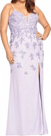 Faviana Tulle Long With Lace Prom Dress - Plus In Periwinkle