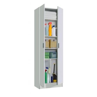 Dmora Dmora - Armario Multiusos Color Blanco, Con Dos Puertas Y Cinco Estantes, 180 X 59 X 37 Cm