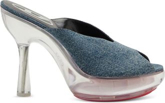 Diesel 120 mm D-Lake denim sandalen met plateauzool - Blauw