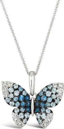 Le Vian Ladies Blueberry Ombre Butterfly Pendant Necklace set in 14K Vanilla Gold TSPG 49