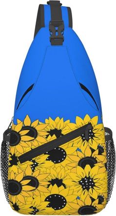 Generic Sunflowers And Blue Ukraine Flag Sling Bag Adjustable Chest Bag With Zipper Backpack For Shopping Casual Women