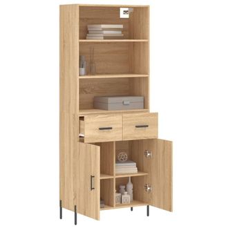 Berkfield Home Highboard Sonoma Oak 69.5x34x180 cm Engineered Wood in Light Tan