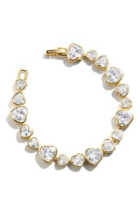 BaubleBar Zadie Heart Tennis Bracelet in Clear/Gold at Nordstrom