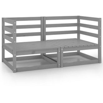 vidaXL Vidaxl - Divani Angolari da Giardino 2 pz Grigi in Massello di Pino