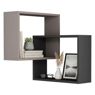 Dmora Estanter&iacute;a Fiandra, 3 Estantes, Estructura Negra, Tono Antracita, 68x60x68h Cm Beige