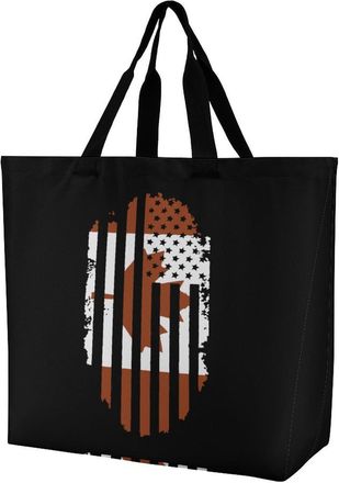 Generic Canada And U.S. Flag Reusable Shopping Bags Large Capacity Grocery Bag Heavy Duty Tote for Women 40x40x16cm