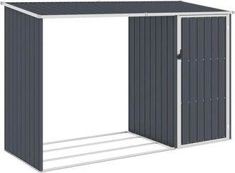 vidaXL Cobertizo Jard&iacute;n Le&ntilde;a Antracita Acero Galvanizado 245x98x159cm Vidaxl
