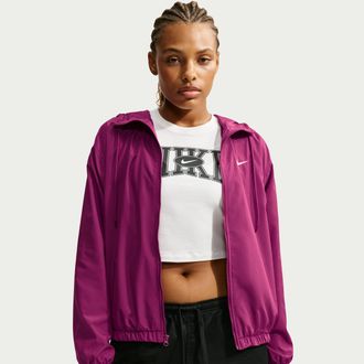 Nike Womens Nike Sportswear Loose Hooded UV Jacket in Red | IM8161-630