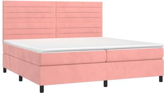 vidaXL Vidaxl - Cama Box Spring Colch&oacute;n Y Led Terciopelo Rosa 200x200 Cm