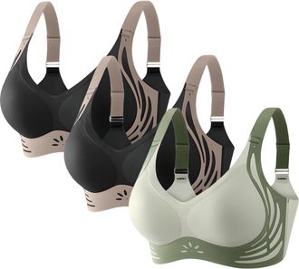 Generic 3Pcs, Sports Bra Women Seamless Crop Bra Top Push Up Comfort Underwear Full Coverage Seamless Bralettes Workout N Non-Wired Bras Spaghetti Straps Gym 