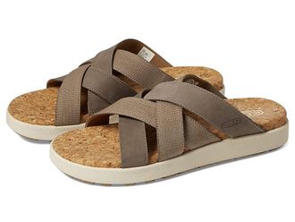 Keen Elle Mixed Slide Womens Shoes Brindle/Birch : 10.5 B - Medium, Leather/Textile