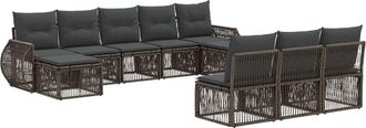 vidaXL Conjunto De Sof&aacute;s De Jard&iacute;n 10 Uds. Gris Y Gris Oscuro Vidaxl
