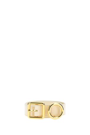 Jacquemus Cream Leather Belt With Geometric Gold Buckle
