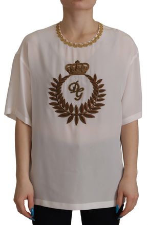Dolce & Gabbana Womens Tsh7844 Silk Top - Ivory - Size EU 36 (Womens)