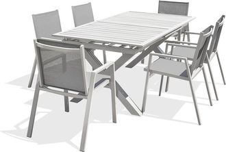 DCB Garden Conjunto de comedor de jardín 6 plazas de aluminio