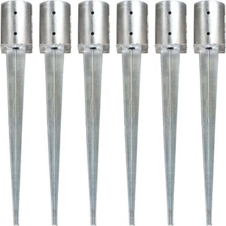 vidaXL Picas De Tierra 6 Unidades Acero Galvanizado Plateado 10x76 Cm Vidaxl