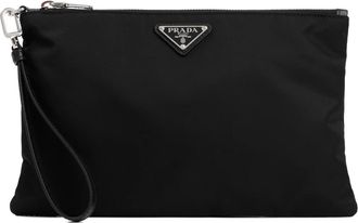 Prada Bags, male, Black, Size: ONE SIZE Black Clutch Bag Stylish Design
