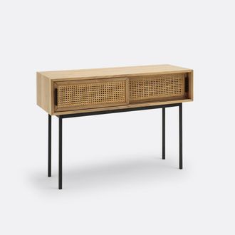 La Redoute Interieurs Eiken console, gefineerd, deuren met rieten panelen WASKA