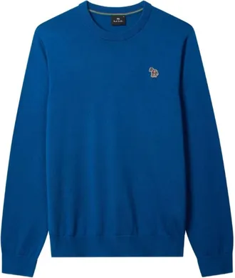 Paul Smith Round-neck Knitwear, male, Blue, Size: XL PS By Paul Smith Sweaters
