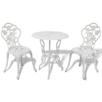 vidaXL Set Da Bistrot 3 Pz In Alluminio Pressofuso Bianco - Vidaxl