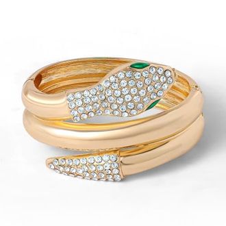 Jessica Simpson Snake Hinge Gold-Tone Bracelet with Crystal Eyes at Nordstrom