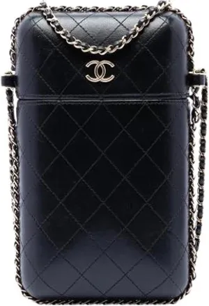 Chanel Pre-owned Phone Holder - Dames - Vintage Mini Tas - Zwart - ONE Size - Leer - Vintage