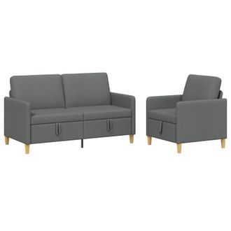 vidaXL Set Di Divani Con Storage 2 Pz Grigio Scuro Poliestere Vidaxl