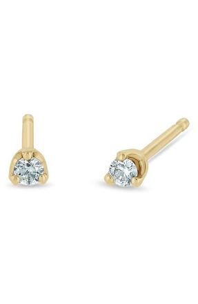 Zo&euml; Chicco 14K Gold Stone Stud Earrings in Yellow Gold/Diamond at Nordstrom