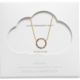 Estella Bartlett Cubic Zirconia Circle Pendant Necklace in Gold at Nordstrom