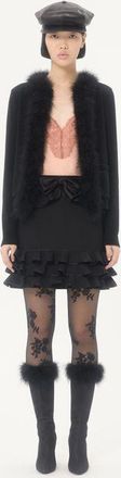 Valentino Cardigan In Lana Con Piume Donna NERO XL