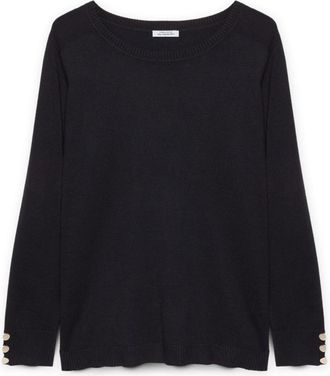 Fiorella Rubino Pullover met Lenzing Ecovero Viscose - Dames - Ronde hals truien - Blauw - XS - Truien & Vesten