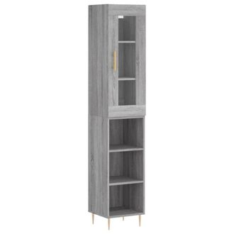 vidaXL Vidaxl - Aparador Alto Madera Contrachapada Gris Sonoma 34,5x34x180 Cm
