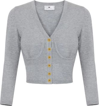 Elisabetta Franchi Gebreide Cardigan in Bustier-stijl - Dames - Vesten - Grijs - M - Truien & Vesten