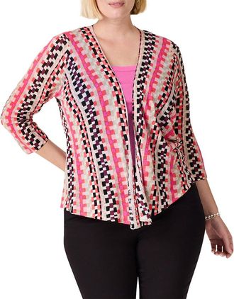 Nic+Zoe Nic+Zoe Plus Pixel Sunset 4-Way Linen-Blend Cardigan