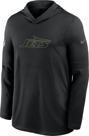 Nike New York Jets Rivalries Collection Sideline Nike Mens Dri-FIT NFL Long-Sleeve Hooded Top in Black | 03B900A72-3NZ