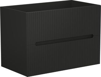 Vente-Unique Mueble flotante con lavabo estriado negro - 80 cm - PAVANI