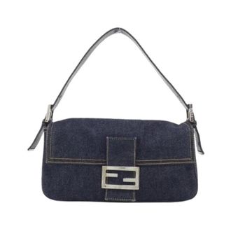 Fendi Pre-owned Baguette Denim Shoulder Bag - Dames - Pre-owned - Blauw - Maat: ONE Size Denim