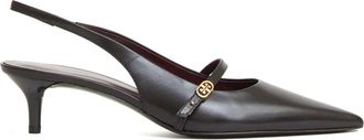 Tory Burch Double T Buckle Mary Jane Slingback - Dames - Pumps - Zwart - 36 1/2 EU - Leer - Schoenen