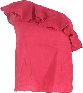 Isabel Marant Etoile Isabel Marant One Shoulder Top in Pink Linen