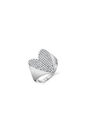 Sheryl Lowe Diamond Folded Heart Ring in Sterling Silver at Nordstrom, Size 7