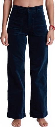 ASKK NY Sailor Velvet High Rise Wide Leg Pants In Navy
