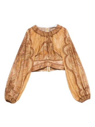 Zimmermann Beige Paisley Round Neck Top