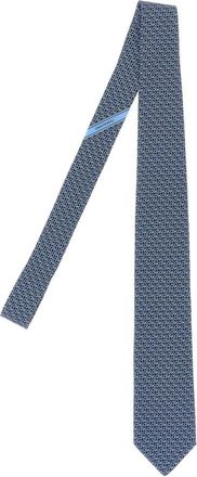 Ferragamo Cravatta in Seta Gancini - - Accessories - Uomo - Blu - ONE SIZE