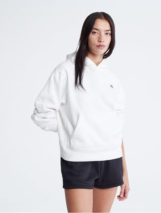 Calvin Klein Womens Archive Logo Fleece Hoodie - Purple - XXS