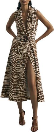 Reiss Concordia Print Belted Sleeveless Maxi Dress in Chocolate at Nordstrom, Size 10